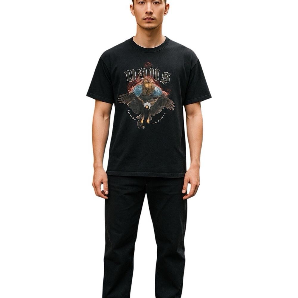 Vans Black Graphic Short Sleeve Eagle Cobra Classic Fit T-shirt Tee Size XL